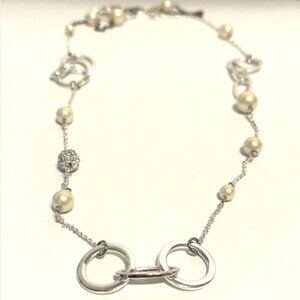 Women's Vintage Silver/Pearl 14" Fashion Necklace